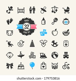 Web icon set. Baby, toys and care 