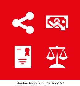 web icon set with balance, diploma and share vector icons for web and graphic design