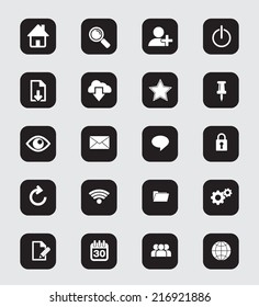 Web Icon Set Black Background Stock Vector (Royalty Free) 216921886 ...