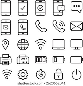 Web icon set black line art