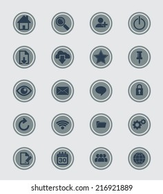 Web Icon Set With Blue Circle Background