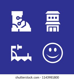 web icon set with boot, crampons and happy vector icons for web and graphic design