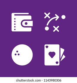 web icon set with bowling, wallet and ace of hearts vector icons for web and graphic design