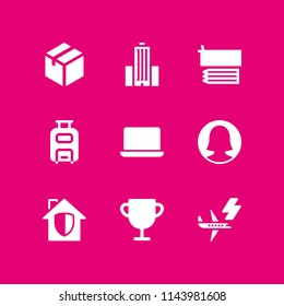 web icon set with box, trophy and building vector icons for web and graphic design
