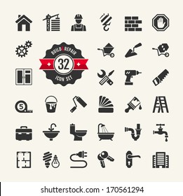 Web icon set - building, construction and home repair tools - Shutterstock ID 170561294
