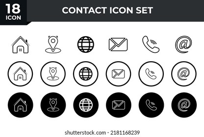 Conjunto de iconos Web. Icono de información de contacto de tarjeta de visita. Conjunto de iconos de Contacto