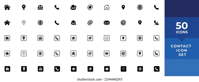 Web icon set. Business card contact information icon. Contact us icon set