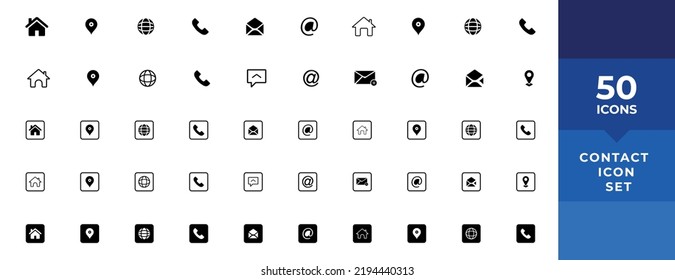 Web icon set. Business card contact information icon. Contact us icon set