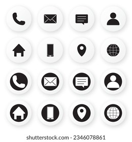 Web icon set. Business card contact information icon. Contact icon set.
