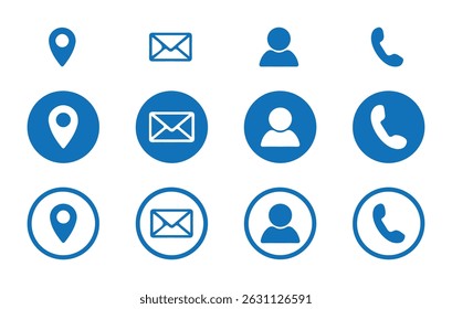 Web icon set. Business card contact information icons. Phone, Email. Name, Location, Avatar Contact symbol design template. Vector 10 eps