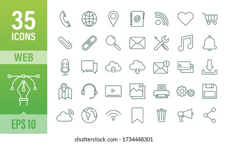 Web icon set. Business. Email icon. Video chat. Vector stock illustration