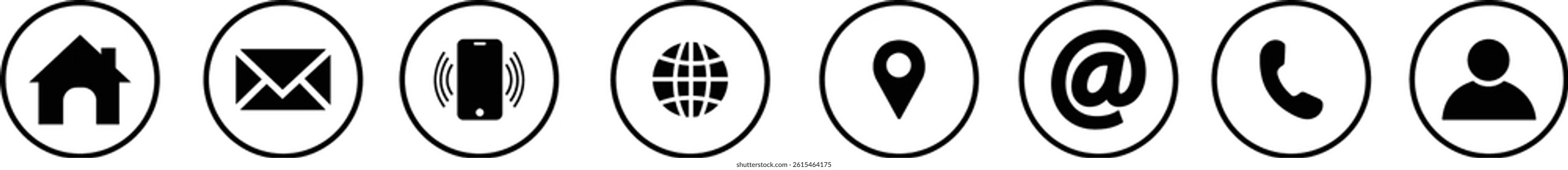 Web icon set. Business vector for company. Website icons. Phone, name, website, address, location, mobile and mail logo symbol sign pack isolated collection. Contact information for business cards.
