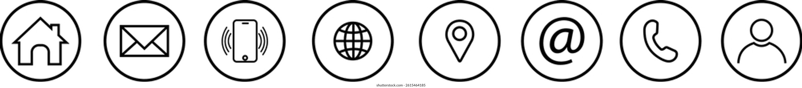 Web icon set. Business vector for company. Website icons. Phone, name, website, address, location, mobile and mail logo symbol sign pack isolated collection. Contact information for business cards.