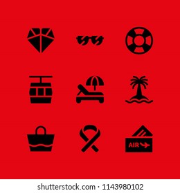 web icon set with cable car cabin, plane tickets and origami vector icons for web and graphic design