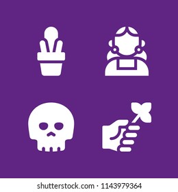 web icon set with cactus, skull and branch vector icons for web and graphic design