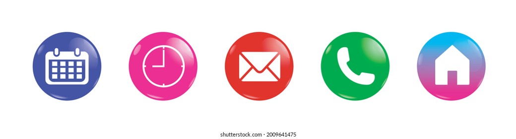 Web-Icon-Set für Kalender, Uhr, E-Mail, Kontakt, Home-Vektordesign auf Glossar-Schaltfläche