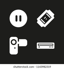 web icon set  with camcorder, dvd player and ticket vector icons for web and graphic design