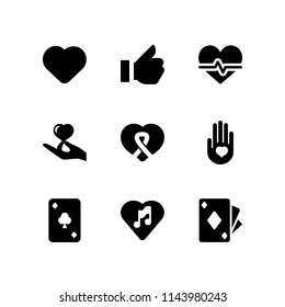 web icon set with cardiogram, awareness ribbon inside a heart and heart vector icons for web and graphic design