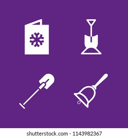 web icon set with christmas card, hand bell and shovel vector icons for web and graphic design