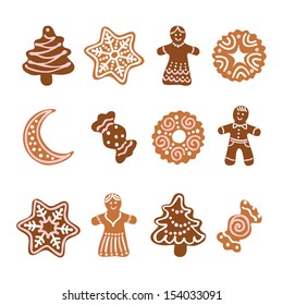 Web icon set - Christmas gingerbread cookies 