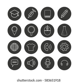 web icon set in circle button