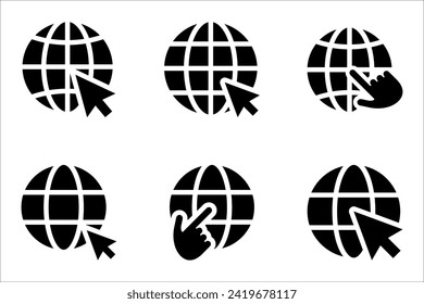 Conjunto de iconos Web. Haga clic para ir al sitio web o icono de Internet para aplicaciones y sitios web. ilustración vectorial sobre fondo blanco
