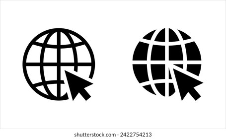 Conjunto de iconos Web. Haga clic para ir al sitio web o icono de Internet para aplicaciones y sitios web. ilustración vectorial sobre fondo blanco