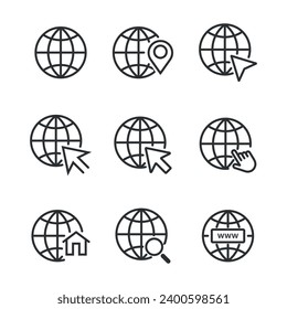 Web icon set. Web click, search, location, go web icon set collection,