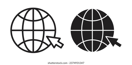 web icon set. click to visit website symbol. www vector sign. intranet site icon in black and white color.