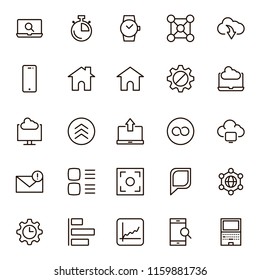 Web icon set. Collection of high quality outline website pictograms in modern flat style. Black internet symbol for web design and mobile app on white background. Social media line logo.