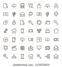 Web icon set. Collection of high quality outline website pictograms in modern flat style. Black internet symbol for web design and mobile app on white background. Social media line logo.