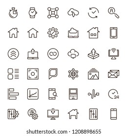 Web icon set. Collection of high quality outline website pictograms in modern flat style. Black internet symbol for web design and mobile app on white background. Social media line logo.
