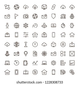 Web icon set. Collection of high quality outline website pictograms in modern flat style. Black internet symbol for web design and mobile app on white background. Social media line logo.