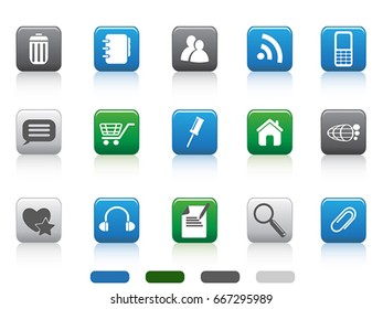 web icon set color square series 