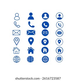 Web icon set. Contact icon set. Business Card Icons Set. Thin line Contact icons set. Contact symbols - Phone, name, mail, adress, info, e-mail, location, website, support... vector