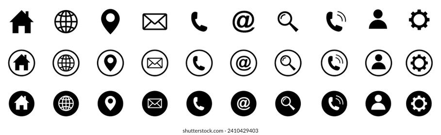 Web icon set. Contact and web icons set. Website set icon vector.