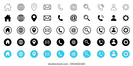 Conjunto de iconos de Web. Contacto e iconos web establecidos. Vector de iconos de conjunto de Sitios web.