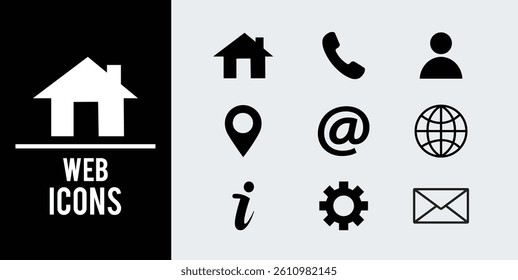 Web icon set. Contact and web icons set. Website set icon vector.