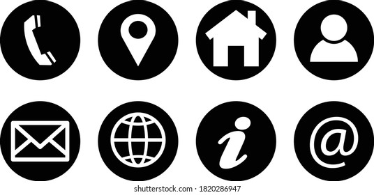 Web icon set. Contact icon set. Information icon set. Vector illustration