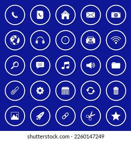 web icon set, contact us icon set, social media icon set vector sign symbol