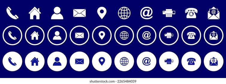 conjunto de iconos web, póngase en contacto con nosotros conjunto de iconos, conjunto de iconos de medios sociales símbolo de signo vector