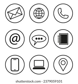 Conjunto de iconos Web. Contáctenos con los iconos. Ilustración vectorial. EPS 10.