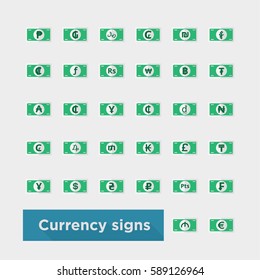 web icon set currency symbol