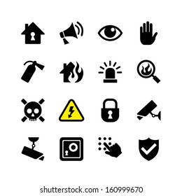 Web icon set - danger, fire, security, surveillance