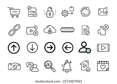 web icon set design.  web icons in line style. Web and mobile icon