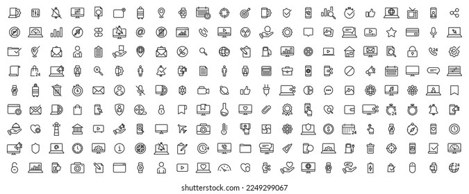Web icon set. Icon set web design. Vector line icons set. Simple web icons set. Ui design. Web development icons in line style. EPS 10