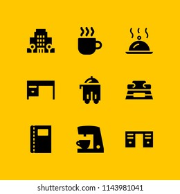 web icon set  with desk, agenda and coffee maker vector icons for web and graphic design