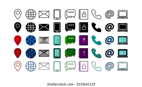 Web icon set with differents styles. Website set icon vector. for computer and mobile