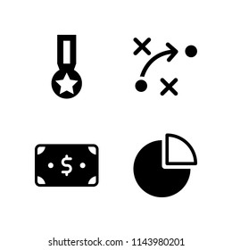 web icon set with dollar, quarter pie chart and strategy vector icons for web and graphic design