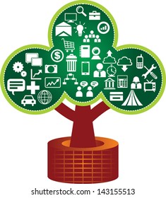 Web Icon Set. Easy To Edit Vector  Icon on Tree Shape  EPS 10